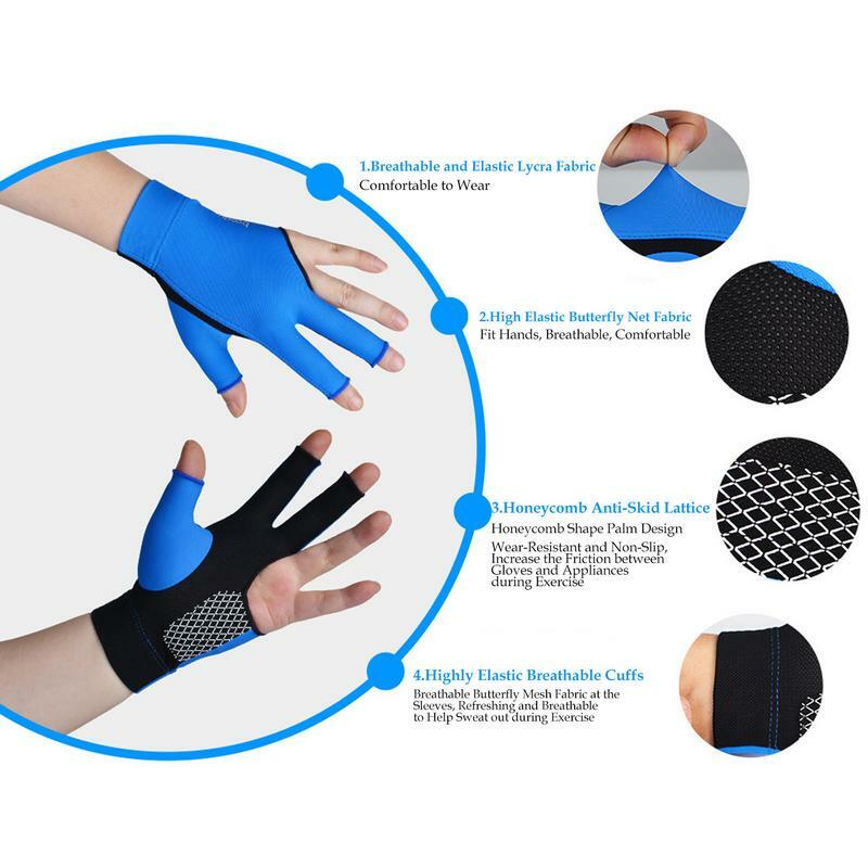 Guantes de billar profesionales flexibles, guantes elásticos de 3 dedos para espectáculo, suministros deportivos para tiradores de billar