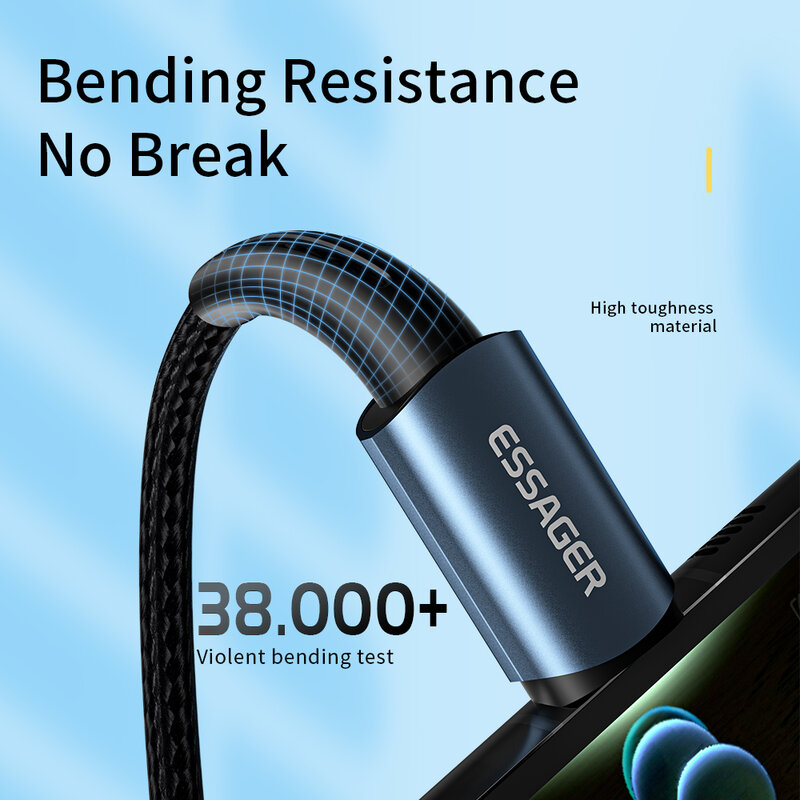 Essager – câble USB C vers USB C PD100W 60W Charge rapide pour téléphone portable cordon de chargement pour Xiaomi Samsung Huawei Macbook iPad