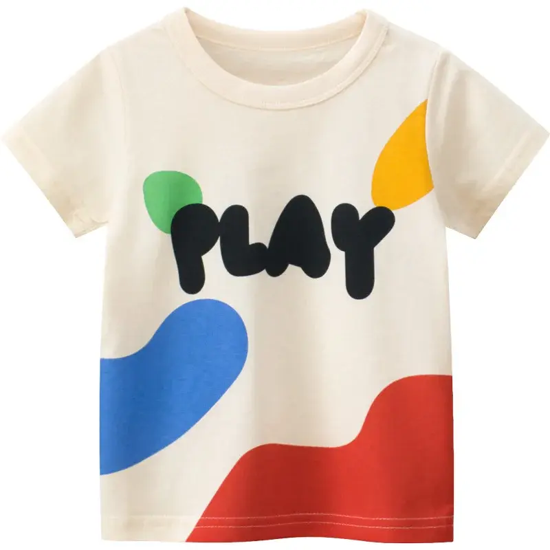 Camiseta infantil de manga curta com grafite estampado, blusa de algodão verão, roupa infantil, roupas de meninos e meninas, criança pequena, 2-8t