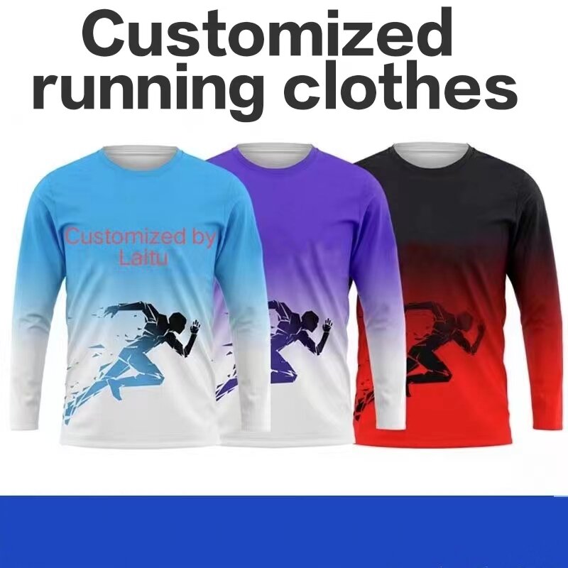 T-shirt de course à manches longues avec logo imprimé personnalisé, col rond nickel é, sports de marathon, rencontre automne et hiver, compétition