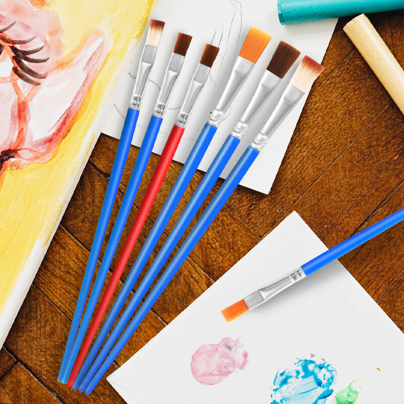 アクリル水彩絵筆,5個セット,木製ハンドル付きアクリル絵筆,学習用ブラシ
