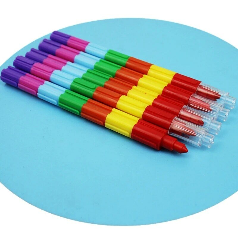 아이를위한 10PCS 크레용, 쌓을 수있는 크레용 연필 10 색 생일 파티 선물 가방 필러 크리스마스 스타킹 필러