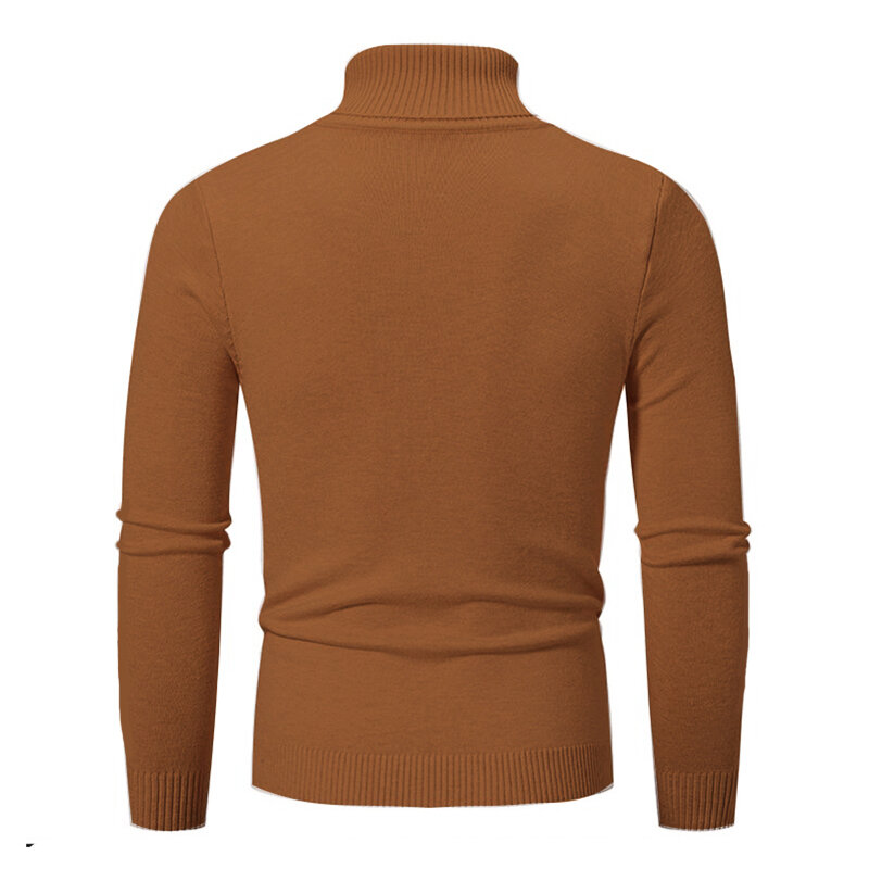 Suéter de malha com gola alta masculino, slim fit, pulôver quente, tendência, outono e inverno, 2023