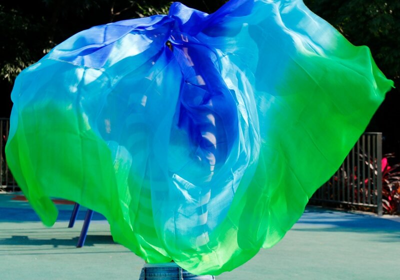 New 100% silk belly dance veil 3-color gradient veil wholesale new design dance performance props hand-cast yarn 200cm-400cm