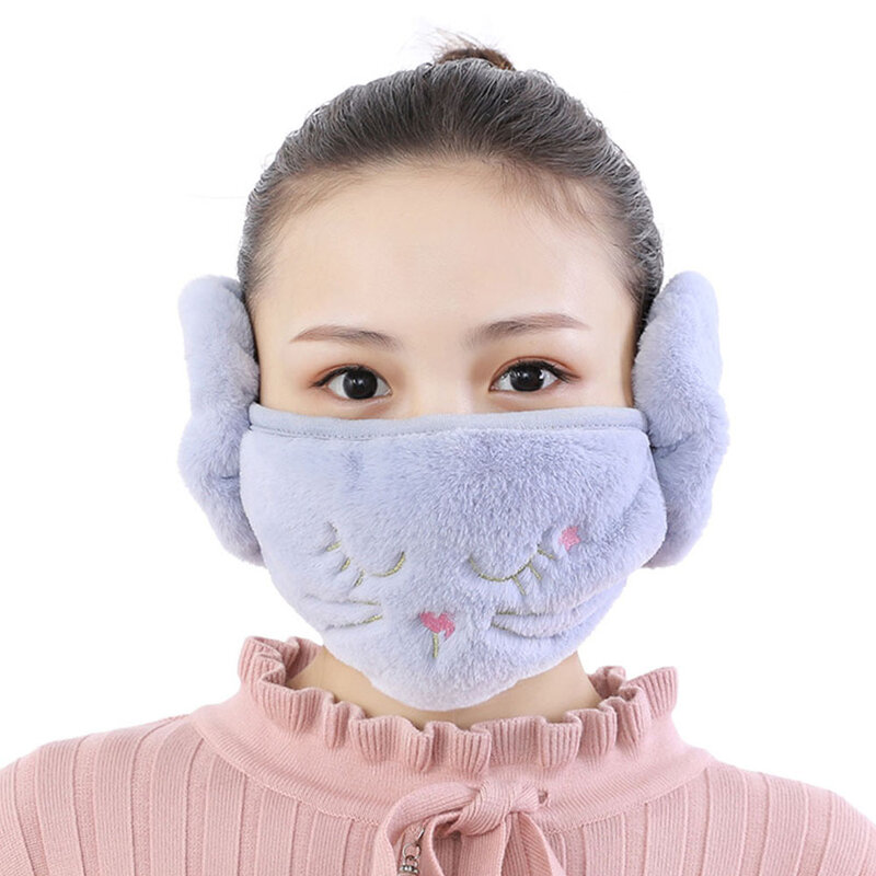 Zimowa pluszowa maska nauszniki dla kobiet stylowa ciepła ochrona przed zimnem elastyczna zmywalna praca na zewnątrz wędkarstwo Sport narciarstwo bieganie