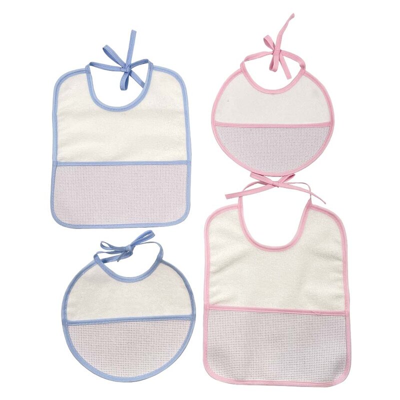 Gratis Verzending Kruissteek Slabbetjes Waterdicht Baby Baby Speeksel Handdoeken Bebe Roze & Blauw 4 Stks/set YB170013