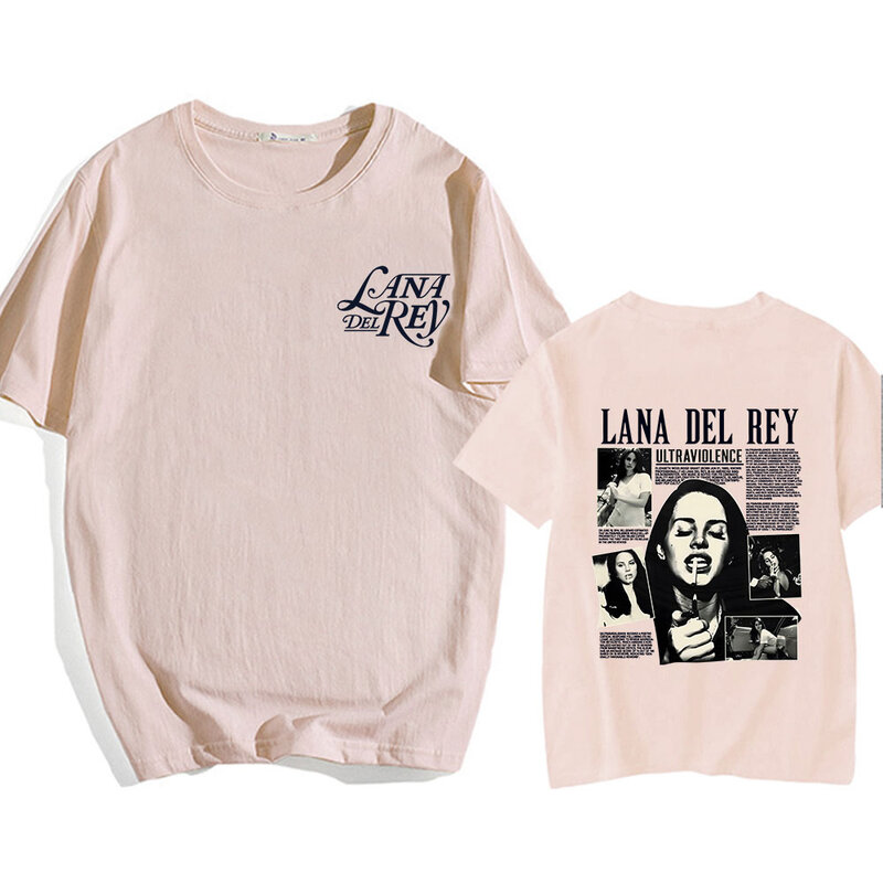 Lana Del Rey Singer camiseta estampada para homens e mulheres, manga curta, camiseta de algodão macio, tops casuais com o pescoço, primavera e verão
