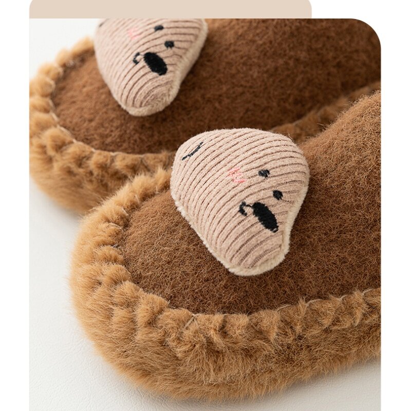 2023 New Mink yarn Baby Shoes Socks Winter Thickened Padded Baby Cartoon Indoor Soft Socks