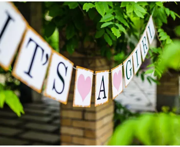 IT is A Girl Banner Sign Bunting Christening Baby Shower Garland Decoration Birthday Party Favors mommy to be sash pin pink