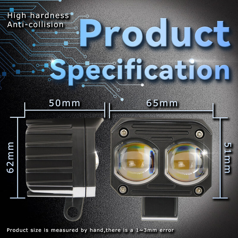 Projecteur Externe LED pour Moto et Véhicule Électrique, Lampe de Travail Super Brillante, Étanche, Blanc, Jaune, Sauna