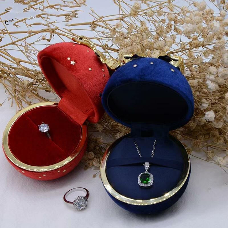 Full Sky Star Round Jewelry Box Bowknot High-grade Jewelry Box Necklace Ring Earring Organizer Display Jewelry Gift Packing Box