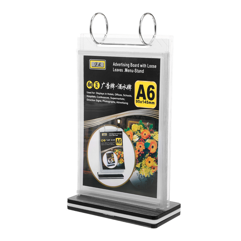 Soporte de acrílico para tarjeta de escritorio con tapa, soporte para menú, carpeta de plástico transparente, estante de exhibición de precios, Base de soporte para supermercado