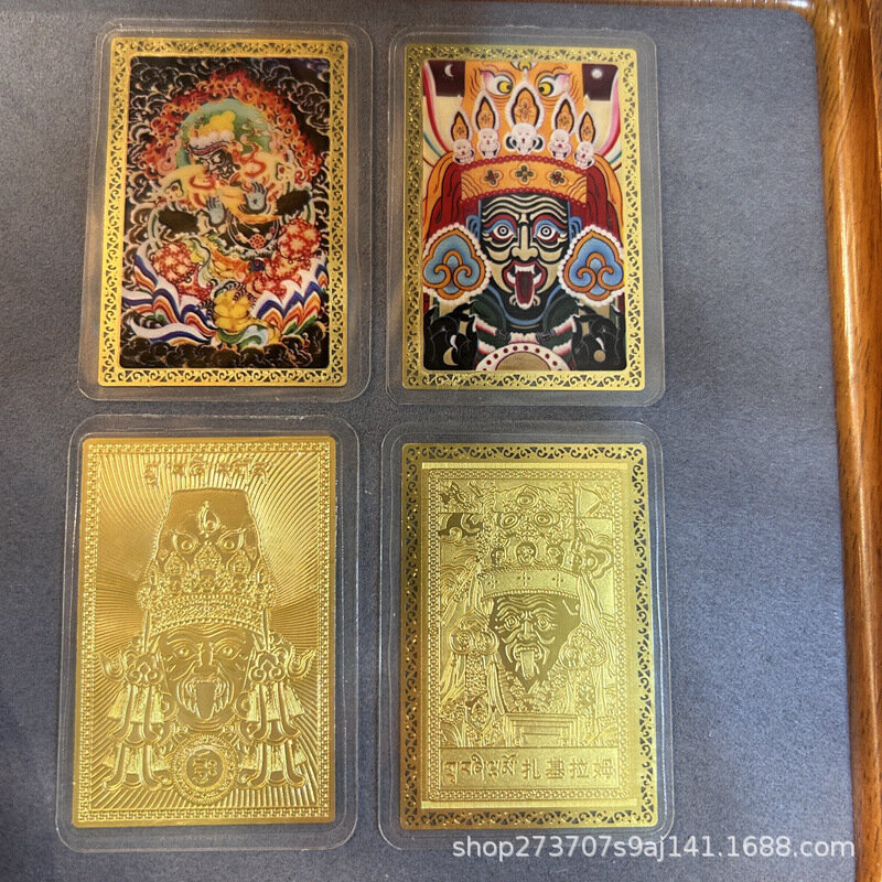 Tarjeta de Oro Lhasa Zaki Ka Zaki Ram, dios de la riqueza del Tíbet, tarjeta Personal para hombres y mujeres, Thangka, nuevo