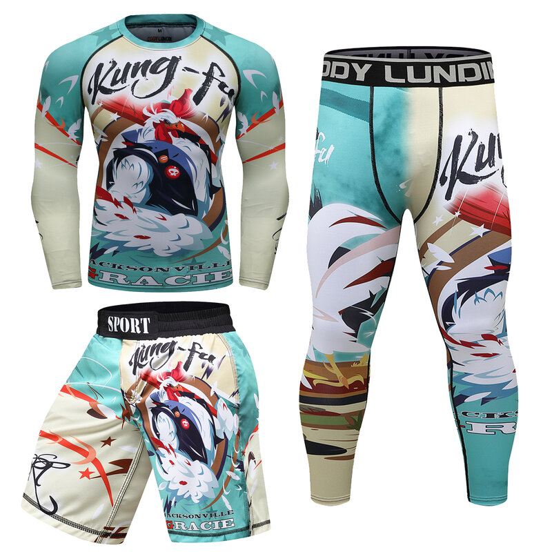 Camisa e shorts quimono Jiujitsu masculino, shorts de MMA, terno de compressão, leggings esportivos, roupas Muay Thai, Cody Lundin