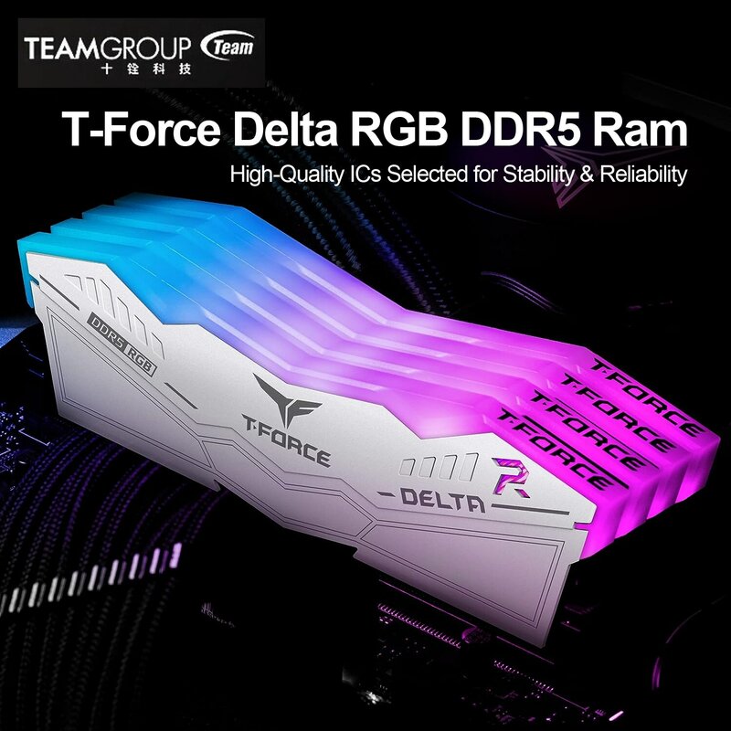 TEAMGROUP T-Force Delta RGB DDR5 Ram 32 Go (2x16 Go) 6000MHz PC5-48000 CL30 Desktop Memory Tech Ram pour 600 700 Series Chipset