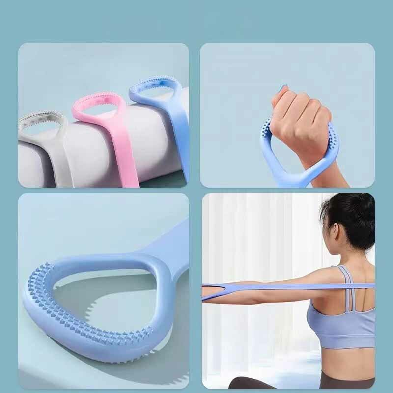 TPR tali latihan Yoga kecantikan punggung wanita, peralatan peregangan 8 bentuk, ikat pinggang kebugaran ekspansi dada elastis