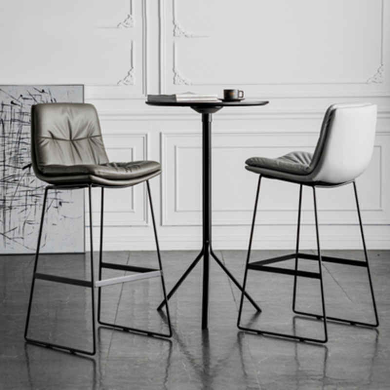 Cadeira de bar em couro estilo nórdico, banco alto em ferro, luxo, café e sala de estar, móveis de chaise, moderno e confortável