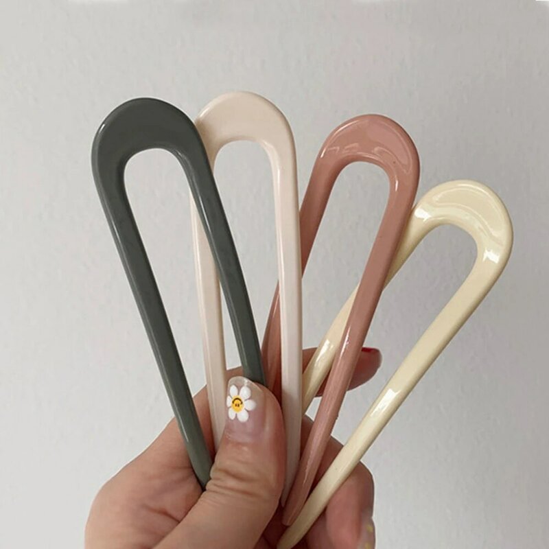 Women Simple U-shaped Disk Hair Acrylic Elegance Hairpins Hair Sticks Hair Accessories Hair Fork