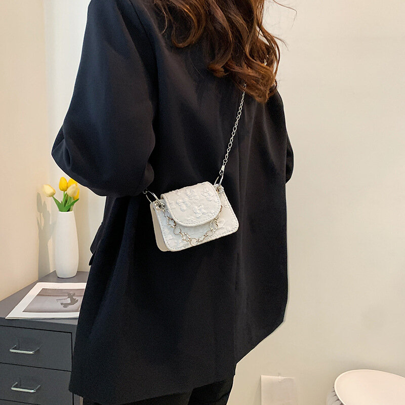 Tas selempang wanita, Mini mewah warna polos 2022 tas Messenger bahu kecil kasual rantai belanja tas tangan dompet