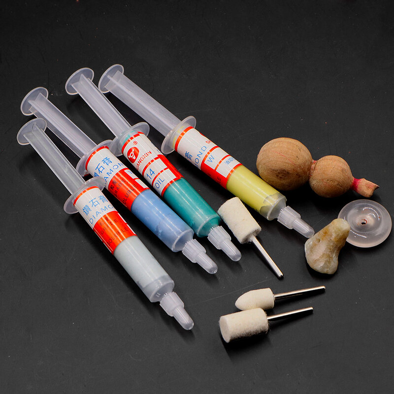 Aiguille W0.5-W40 Grit Diamond Polishing Lapping Paste Compound Syringes Set for Glass Jade Amber Buffing