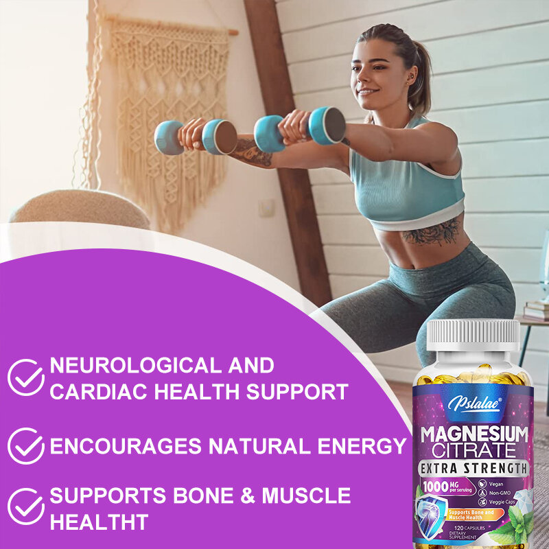 Hoch absorbierende Magnesiumcitrat-Kapseln 1000 mg-für die Gesundheit von Muskeln, Nerven, Knochen und Herzen