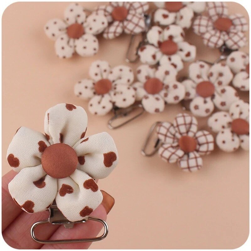 Cute Flower Baby Pacifier Clip 4 Patterns DIY Pacifier Clip for Girls & Boys Pacifier Holder