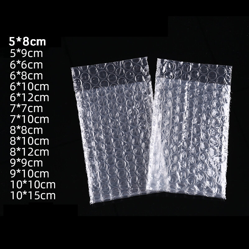 Petits sacs d'emballage à bulles transparents, enveloppe ronde en plastique PE, sac de protection antichoc pour petits articles, paquet de 100 pièces