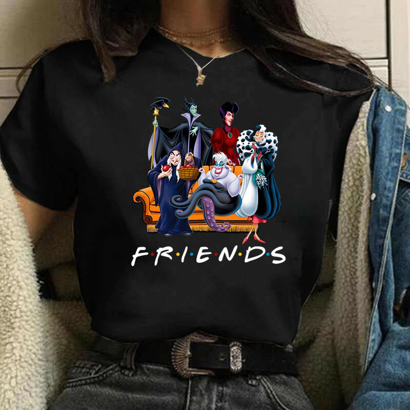 Модная женская футболка в стиле Диснея, злодея, королева, в стиле Харадзюку 90-х, женская футболка в эстетическом стиле с друзьями, милая летняя футболка с коротким рукавом