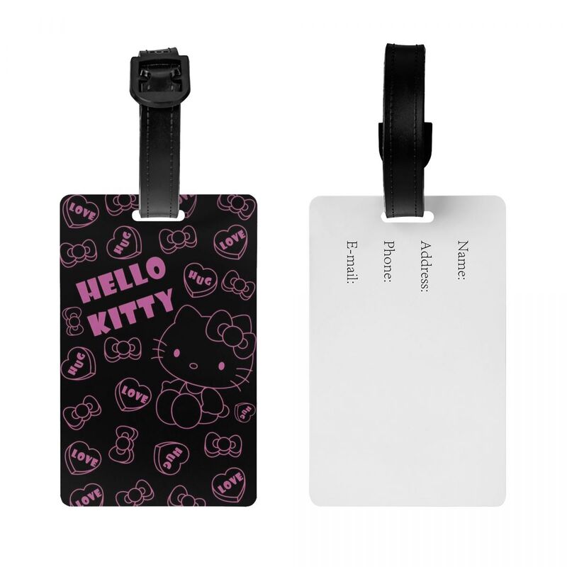 Hello Kitty Tag bagasi kartun lucu untuk tas perjalanan penutup privasi Label ID