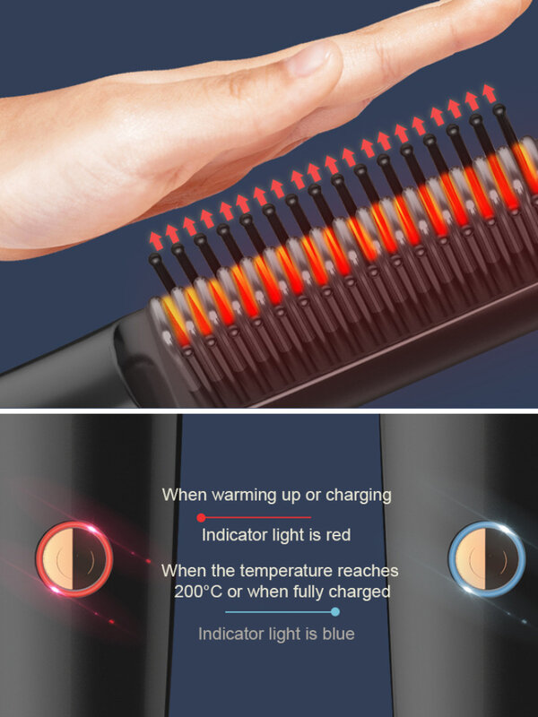 Home portable multifunctional beard comb that does not damage hair wireless charging portable comb