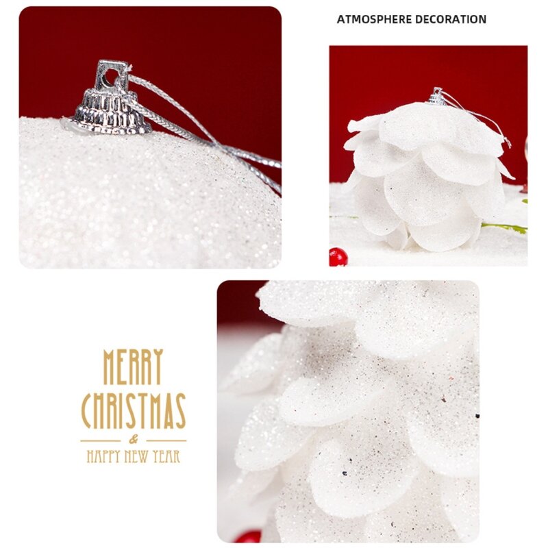 3 uds bolas espuma pétalos blancas nieve adornos colgantes Navidad bola colgante árbol Navidad decoración