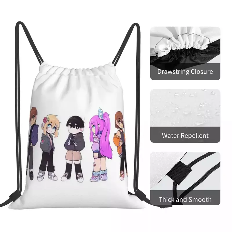 Omori ransel Video Game Anime tas kolor portabel kasual tas bundel saku tali serut tas olahraga tas buku untuk pria wanita