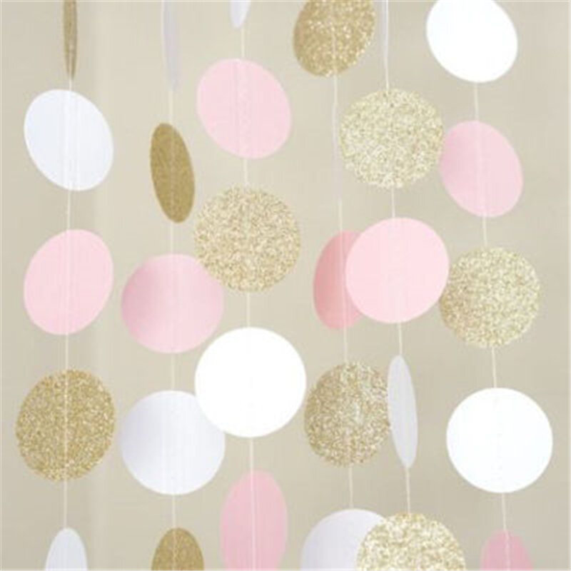 2M Glitter Five-pointed Star Circle Polka Pink White Gold Dots Happy Birthday Party Toys Baby Hat Gift Garland Baby Toys