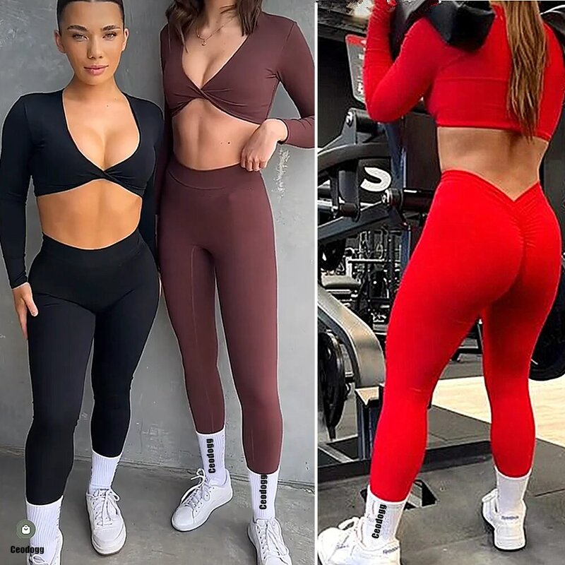 2024 24Colors Nylon Back V Butt Yoga Pants Women High Waist Fitness Workout Gym Running Scrunch Leggings Shorts Active Wear