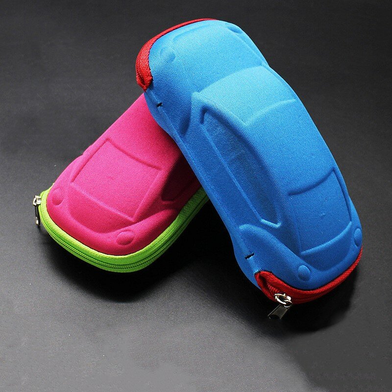 2024 Children Car Shaped Glasses Case Cute Glasses Strage Bag Box Cases Kids Sunglasses Cases Automobile Styling Zipper Bags