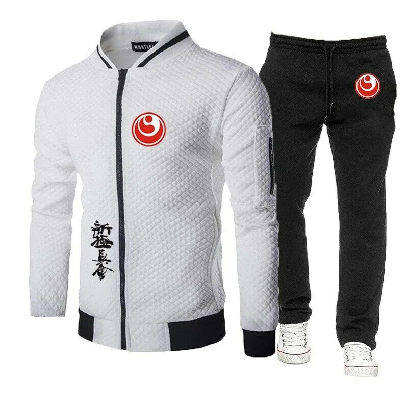 Men's Jingpin karate new spring and autumn zipper sportswear round neck top+trousers sportswear slim two-piece suit