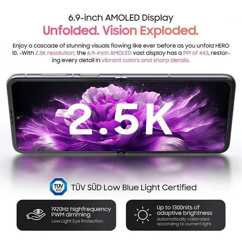 【World Premiere】 Blackview HERO 10 Smartphone 6.9 inch AMOLED Folding Display 12GB 256GB MTK 108MP Camera  Helio G99