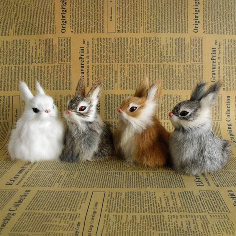 Simulation Rabbit Owl Cat Fox Ornament Furs Squatting Model Home Decoration Animal World with Static Action Figures Gift for Kid