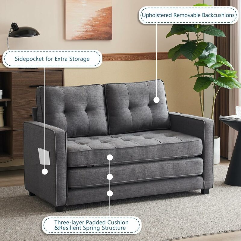 Rozkładana sofa rozkładana Kanapa Futon Kanapy do salonu, podwójna składana kanapa do małych pomieszczeń, łóżko do gier