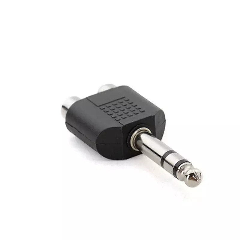 6.35mm 1/4 inci TRS Stereo Jack Male ke 2 RCA Female Plug Y Splitter Adapter