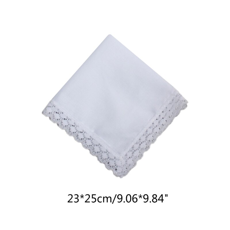 2XPC biała chusteczka dla dorosłych bawełniana koronka wykończenie Super miękke zmywalne chusteczki DIA