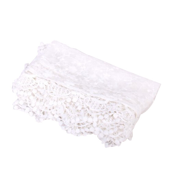Bufanda de encaje bordado para mujer, blanco