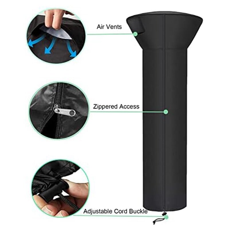 Patio Heater Covers With Zipper And Air Vent,Waterproof,Dustproof,Wind-Resistant,UV-Resistant Snow-Resistant Durable