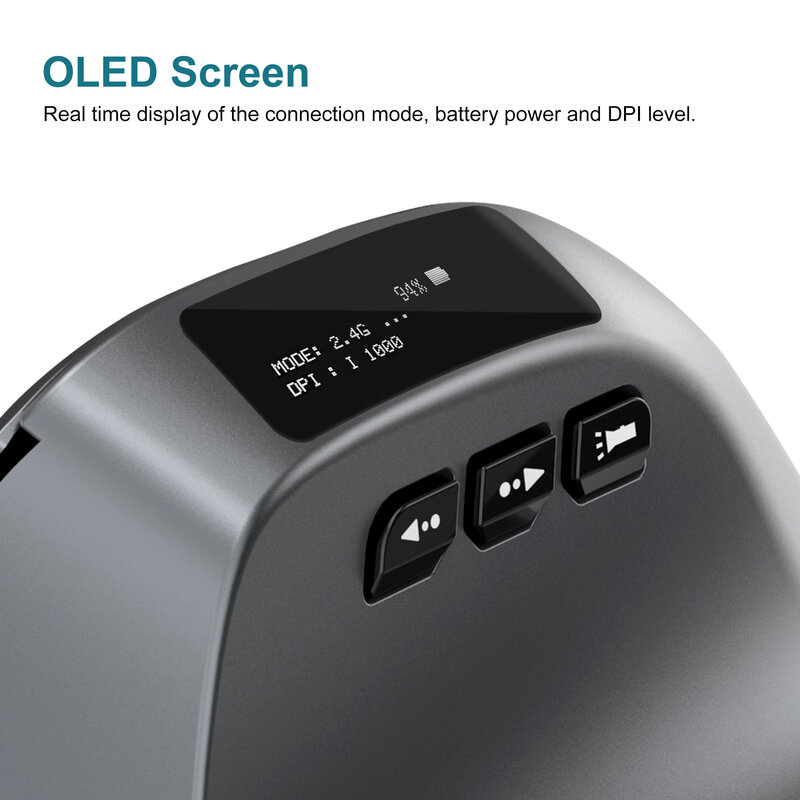 Lefon Bluetooth pionowa mysz bezprzewodowy ergonomiczny myszy z OLED Screen RGB optyczne USB akumulator myszka do PC do gier na laptopa