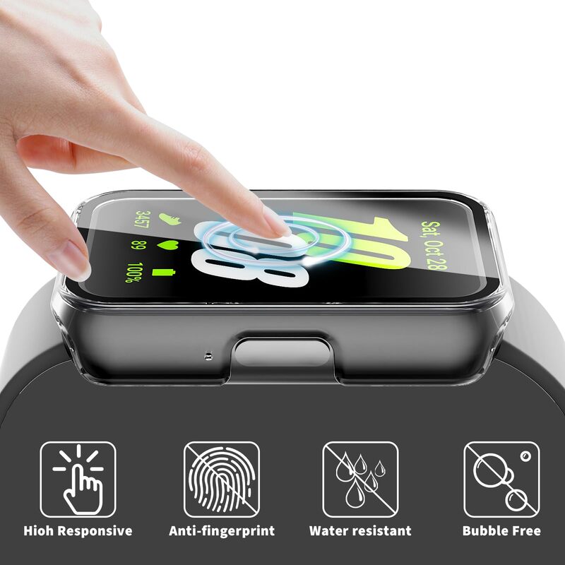 Glass+Case for Samsung Galaxy Fit 3 Accessories 2024 All-around Anti-scratch PC Frame Screen Protective Bumper galaxy fit3 cover