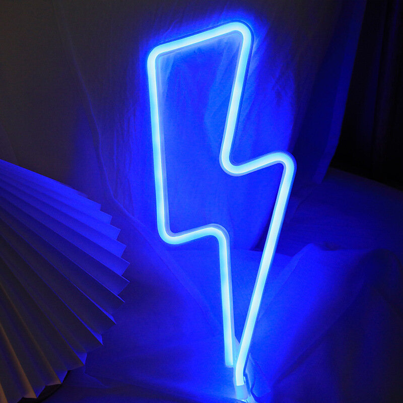 Lightning Shaped Neon Signs,LED Lights,Atmosphere Lighting for Wall,USB/Battery Night Lamp for Party,E-sport,Camping Decoration