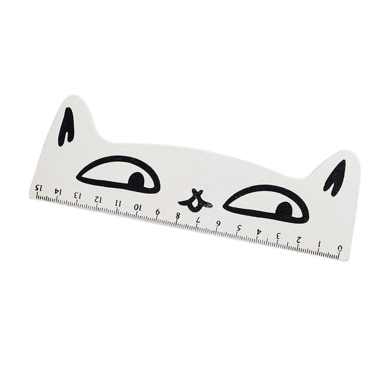 1ピース/ロットかわいい猫定規木製Cartoon15cmストレートルール子供文具のギフト卸売学校のギフト用品