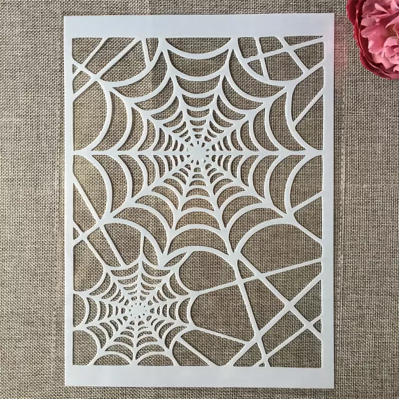 29Cm A4 Spider Web Net DIY Layering Stensil Lukisan Scrapbook Mewarnai Embossing Album Dekoratif Template