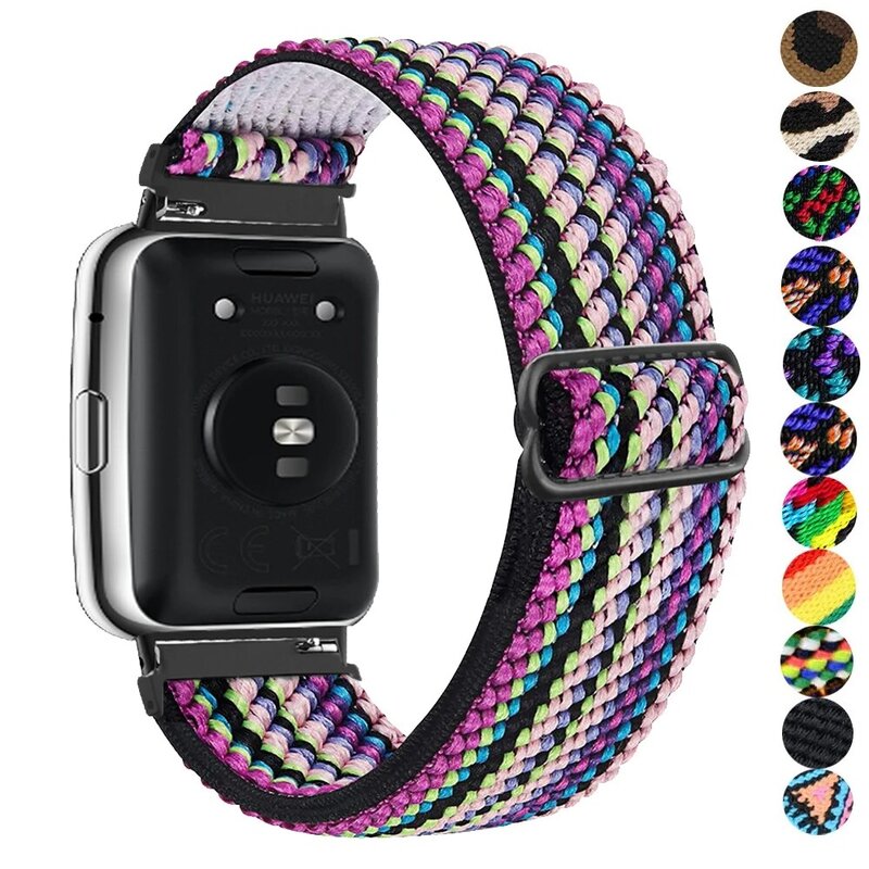Scrunchie – Bracelet en Nylon pour montre connectée Huawei, 2 pièces, boucle élastique, accessoires