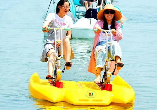 Bicicleta plástica do exercício da água para adultos, esporte exterior do parque, ciclo do golfinho do jogo, pedal, 2 pessoas